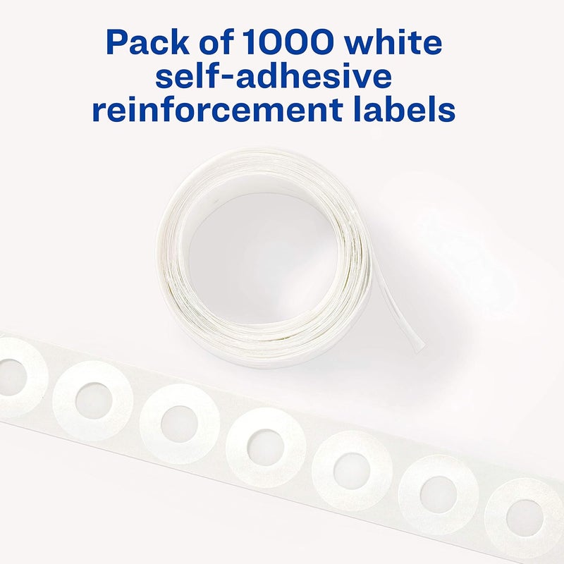 AVERY Self-Adhesive Polyvinyl Standard Diameter Hole Reinforcements, White, 1,000 per Pack (5720) - Image 2